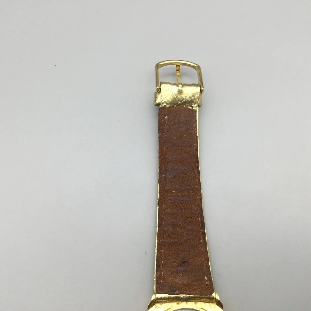 Vintage Ronica Womens Watch 31mm Gold Tone Gem Leather New Battery